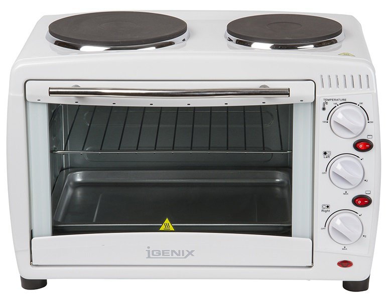 Igenix 26L Countertop Oven with Double Hotplates in White Wayfair.co.uk